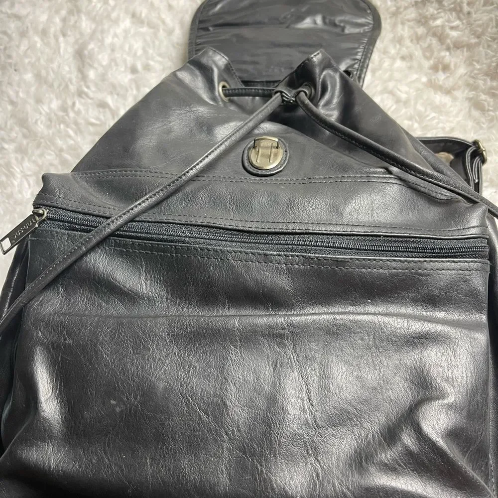 Tandem Cypress Woods Black stimulated leather backpack antique tone hardwares